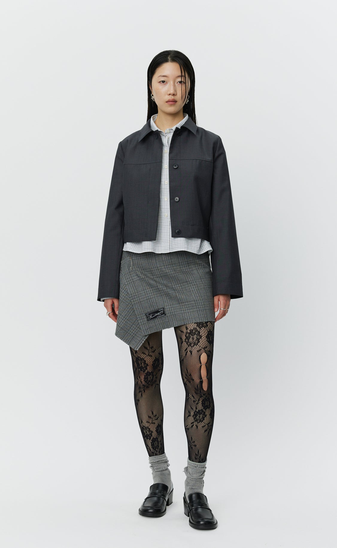 Above Jacket - Grey Micro Check