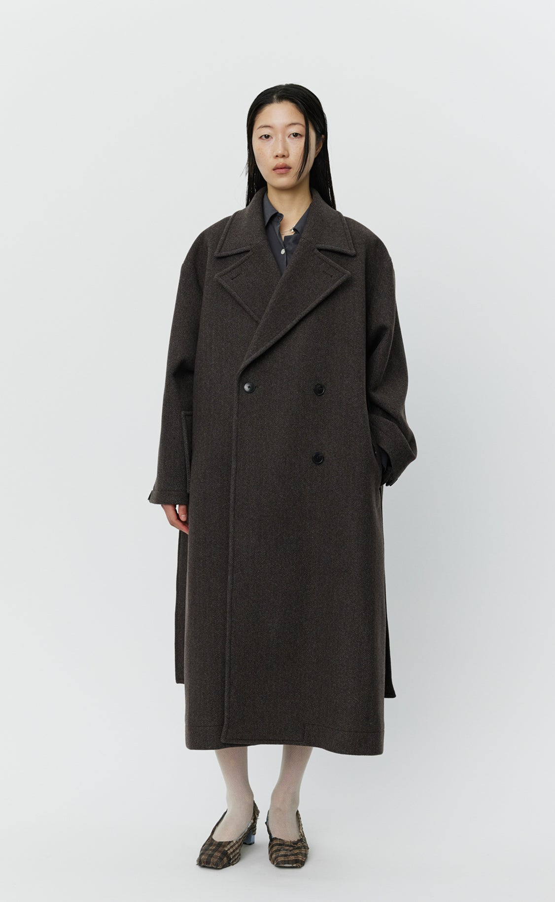 Auditor Coat - Brown Herringbone Recycled Wool