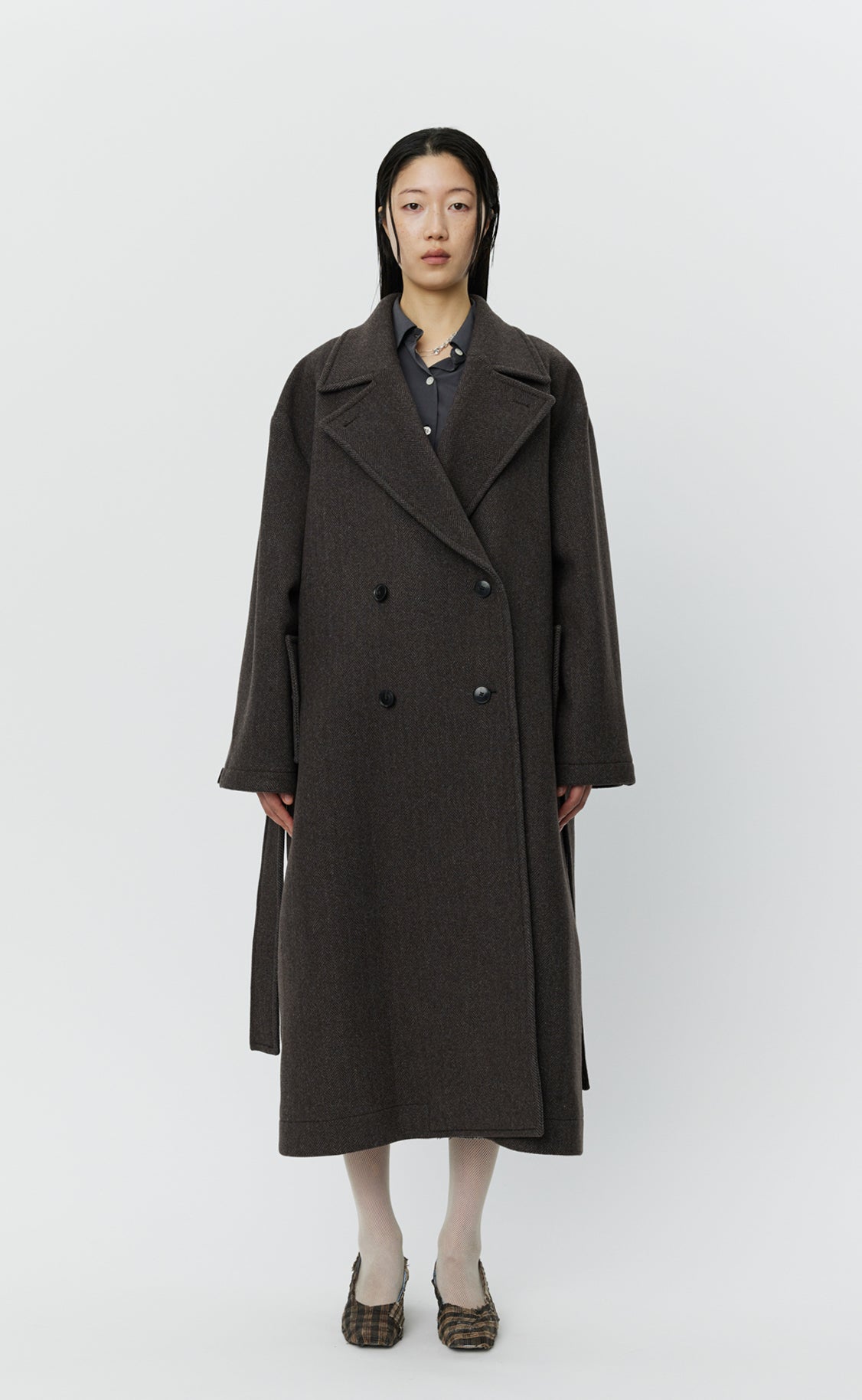 Auditor Coat - Brown Herringbone Recycled Wool