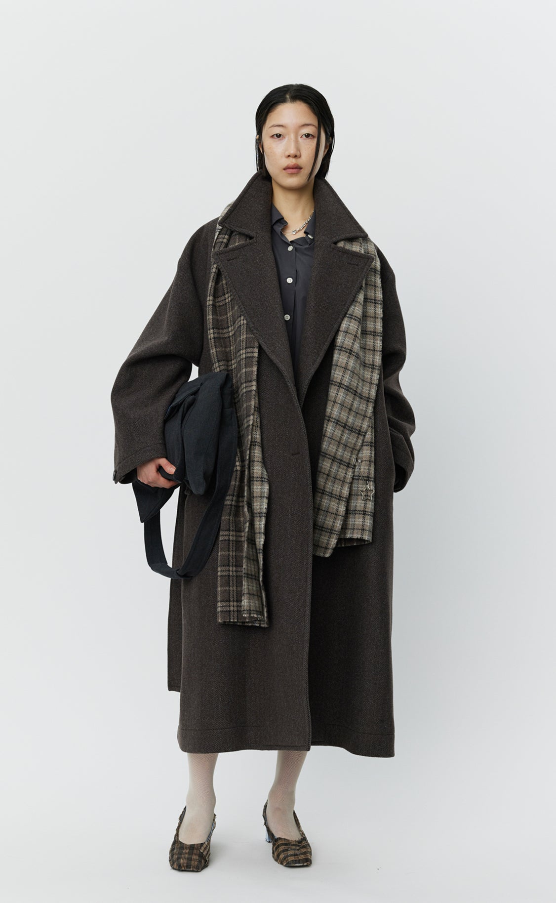 Auditor Coat - Brown Herringbone Recycled Wool