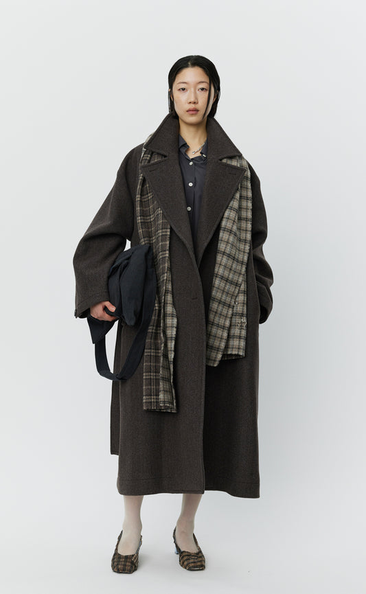 Auditor Coat - Brown Herringbone Recycled Wool
