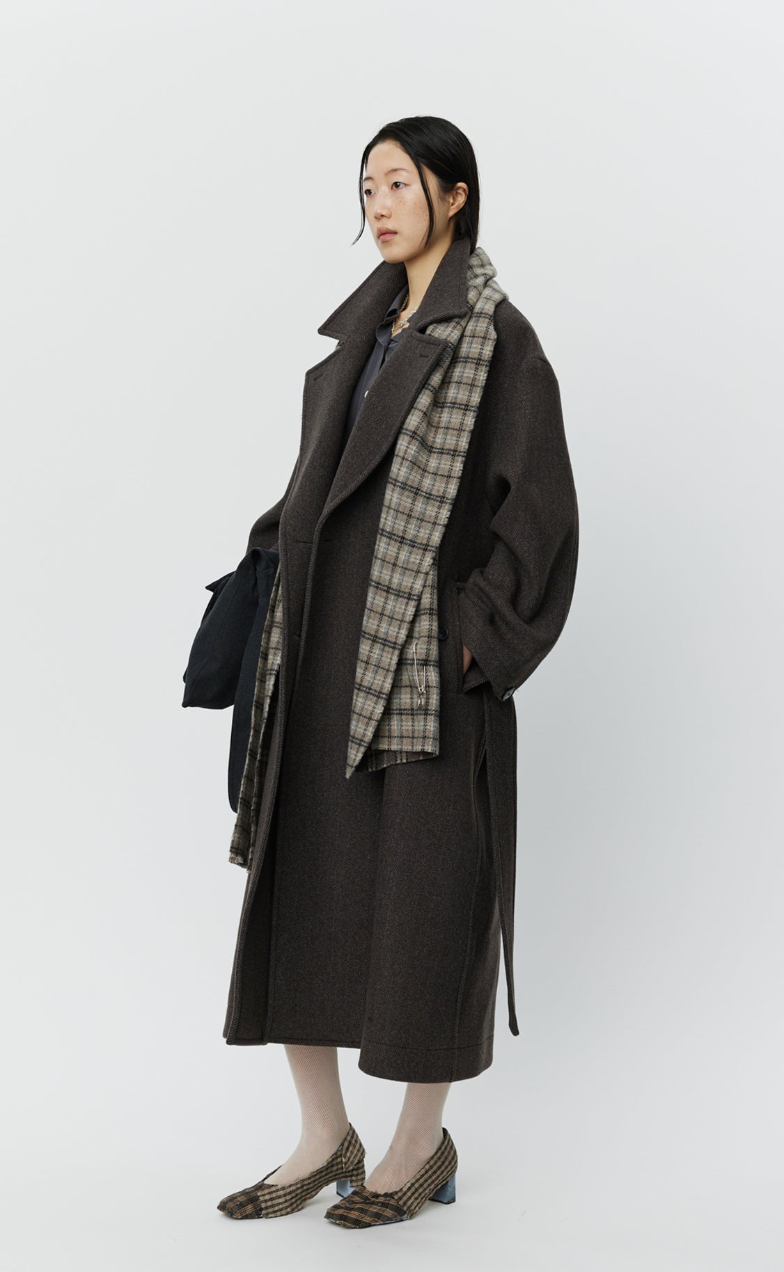 Auditor Coat - Brown Herringbone Recycled Wool