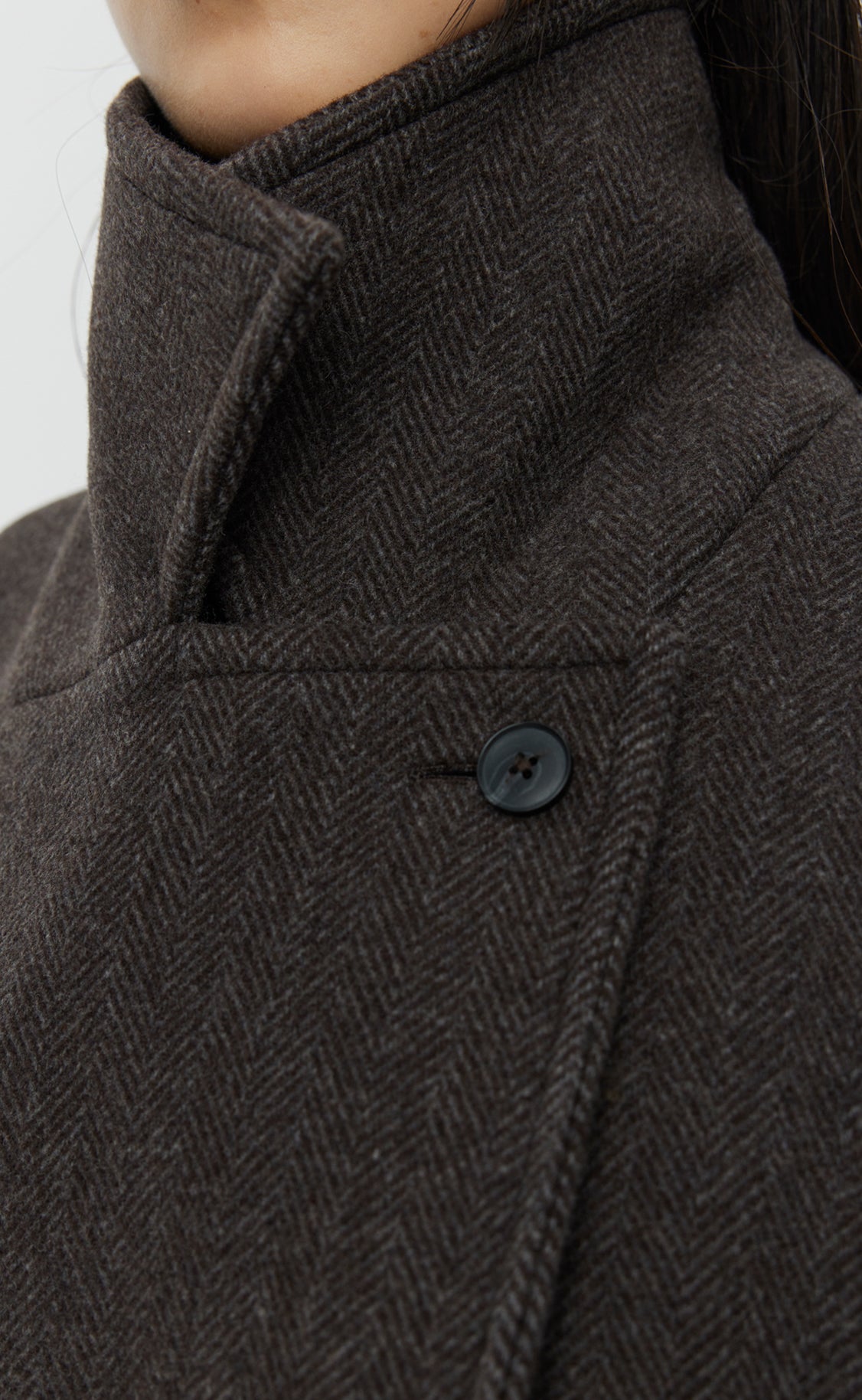 Auditor Coat - Brown Herringbone Recycled Wool