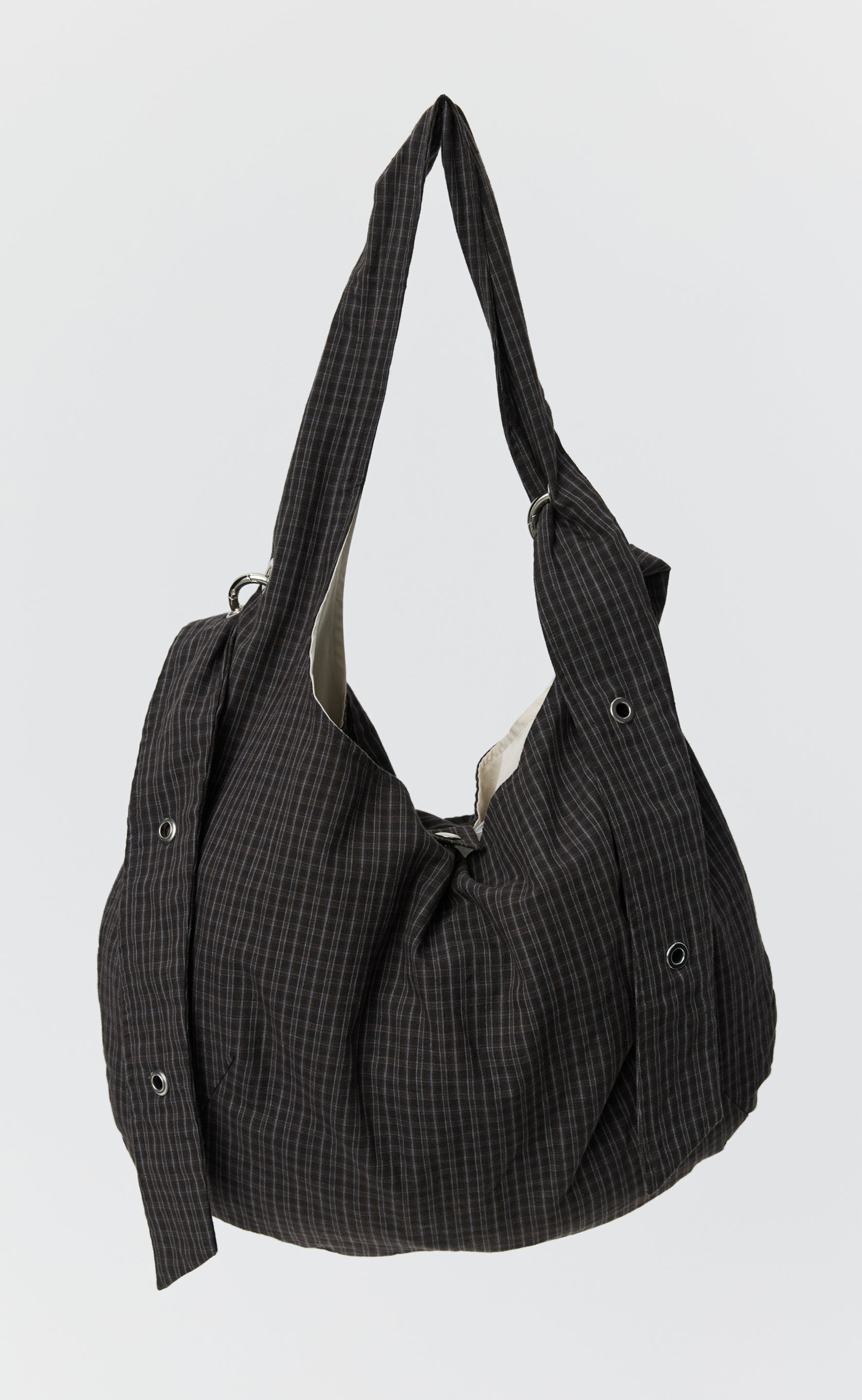 Eyelet Shoulder Bag - Dark Linen Check – mfpen