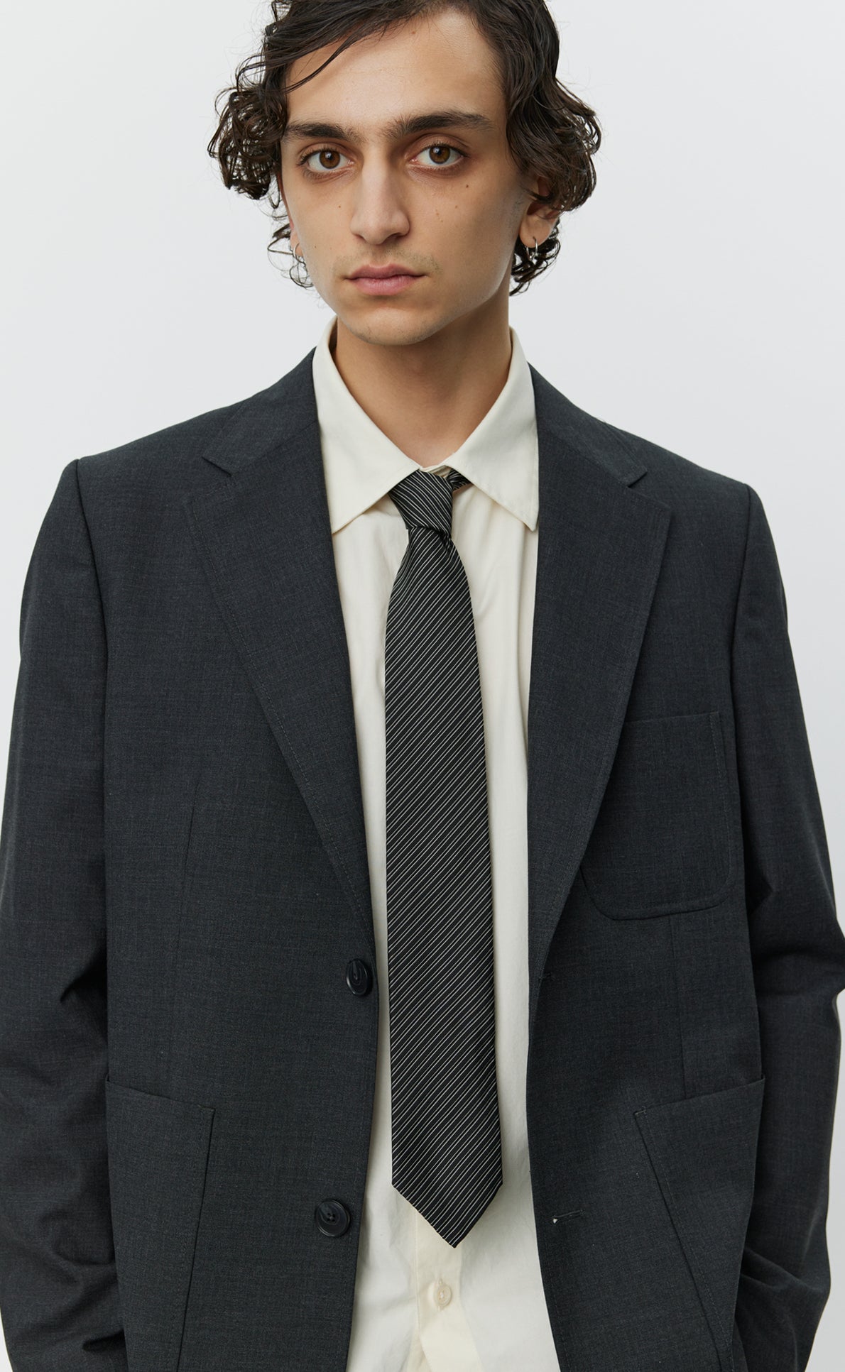 Banquet Tie - Black Fine Stripe