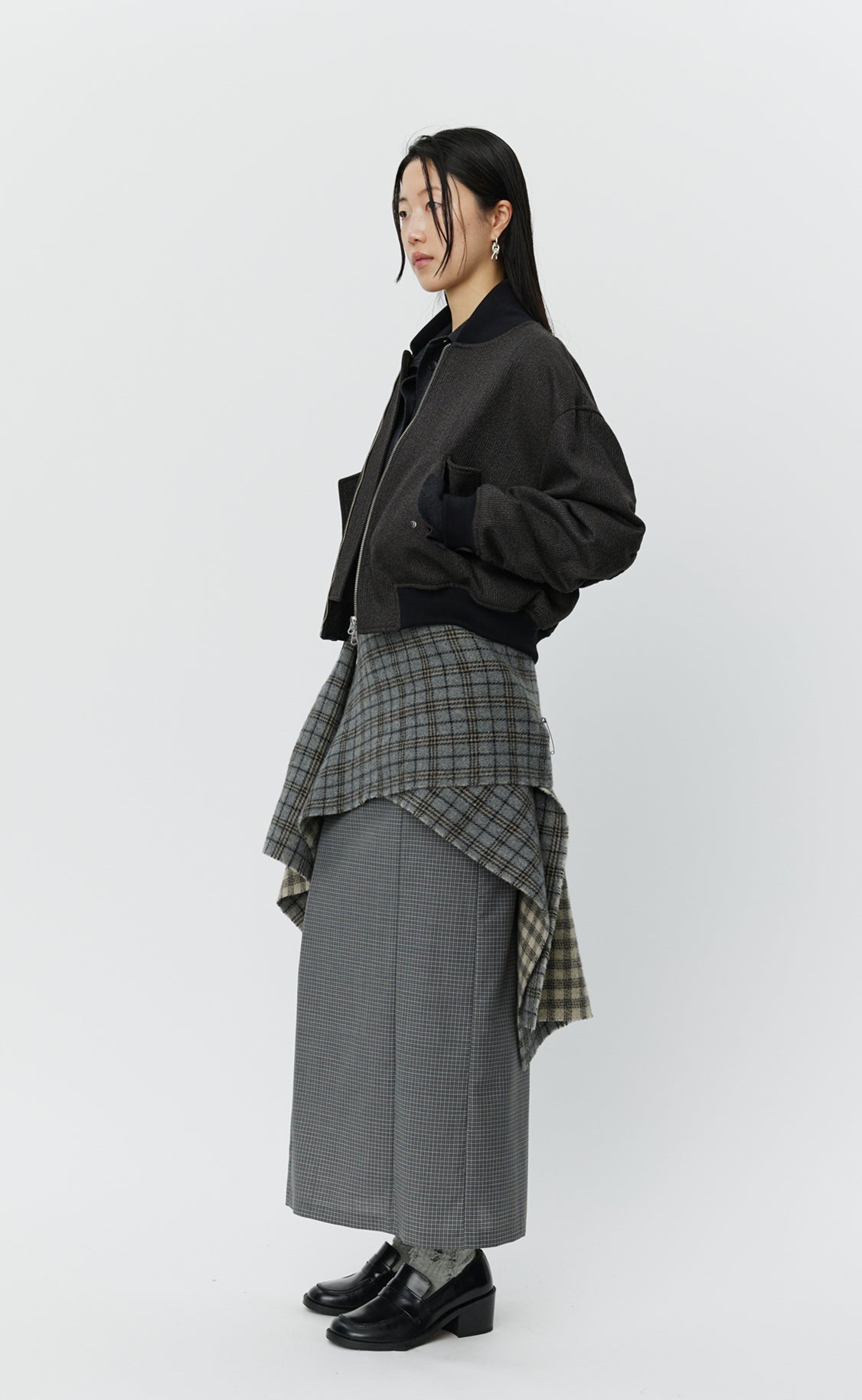 Blouson Jacket - Brown Melange Stripe