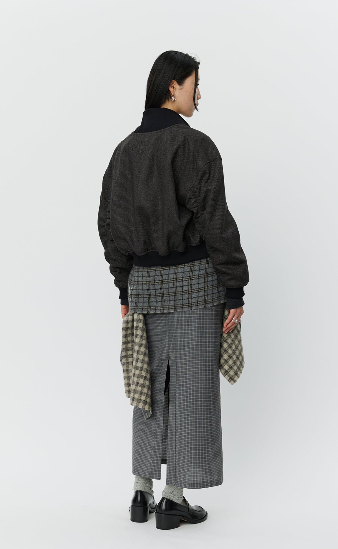 Blouson Jacket - Brown Melange Stripe