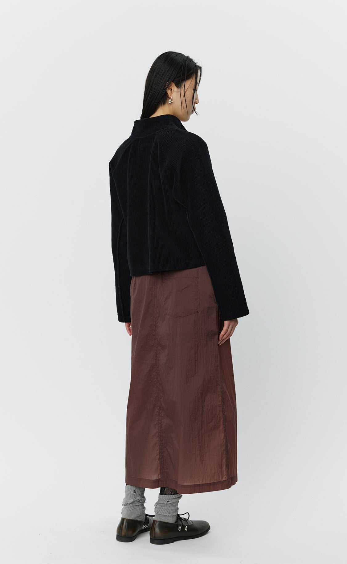 Classic Wrap Skirt - Merlot Crinkled Tech