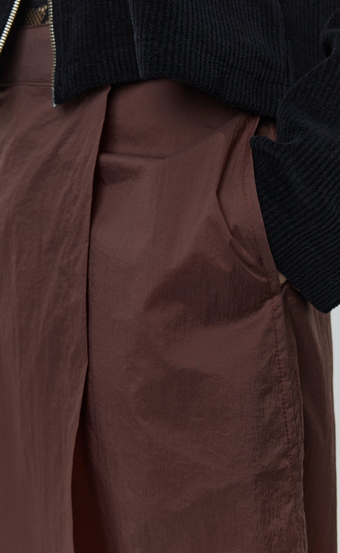 Classic Wrap Skirt - Merlot Crinkled Tech