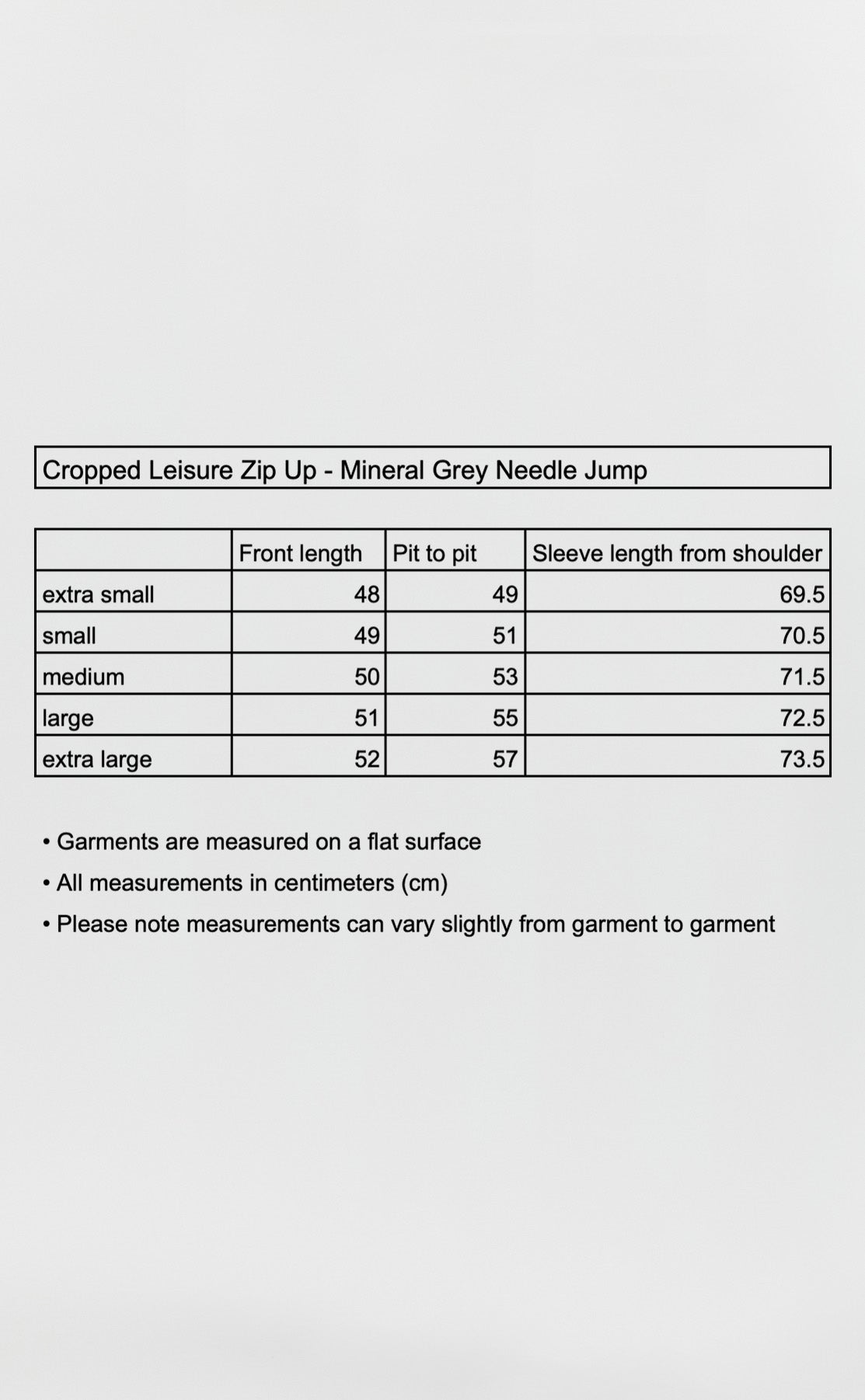 Cropped Leisure Zip Up - Mineral Grey Needle Jump