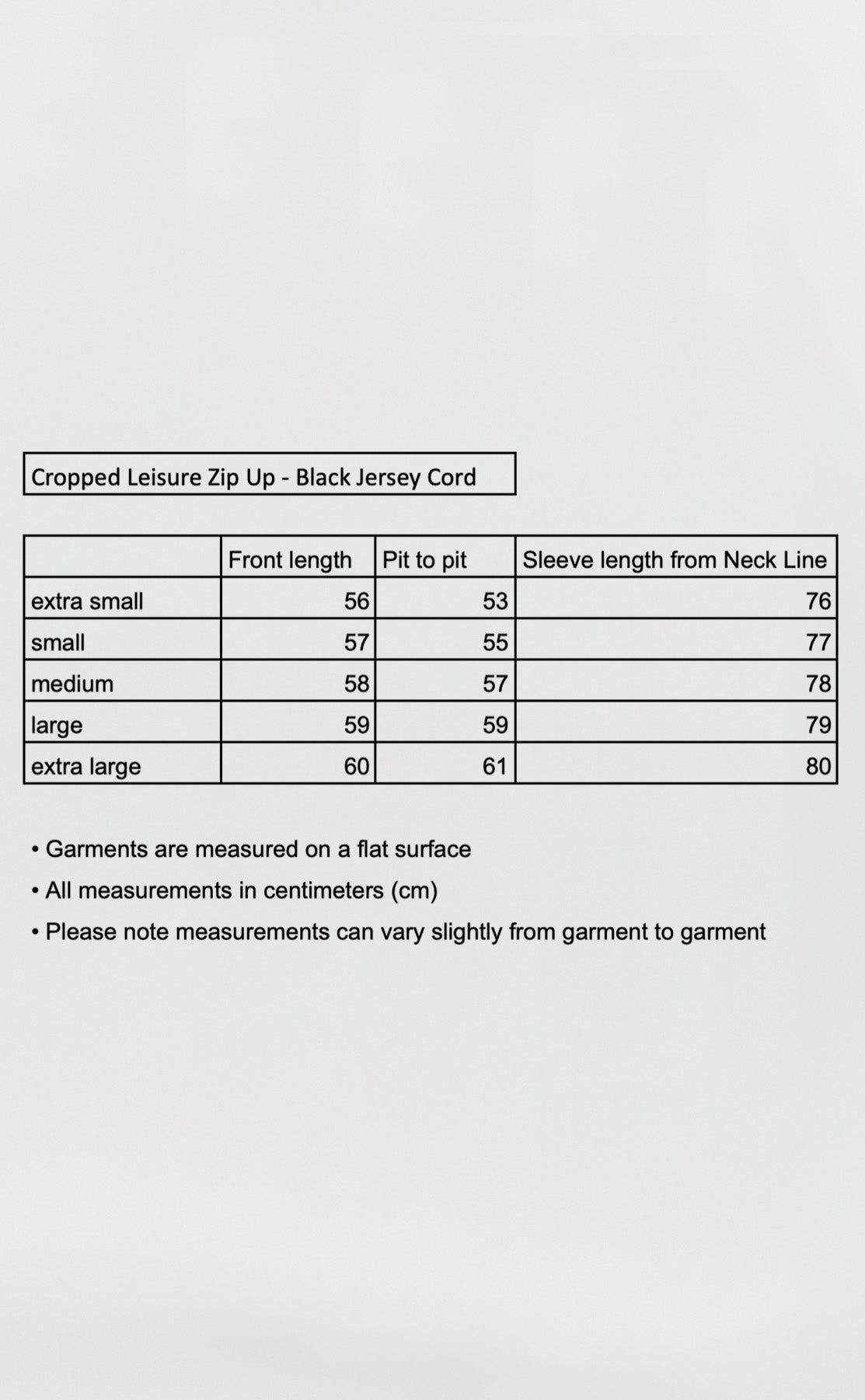 Cropped Leisure Zip Up - Black Jersey Cord
