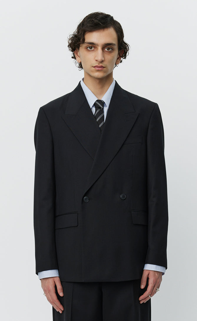 Banquet Tie - Black Wide Stripe