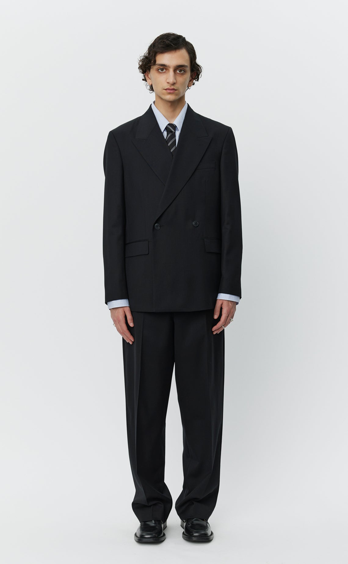 Double Breasted Blazer - Black Wool