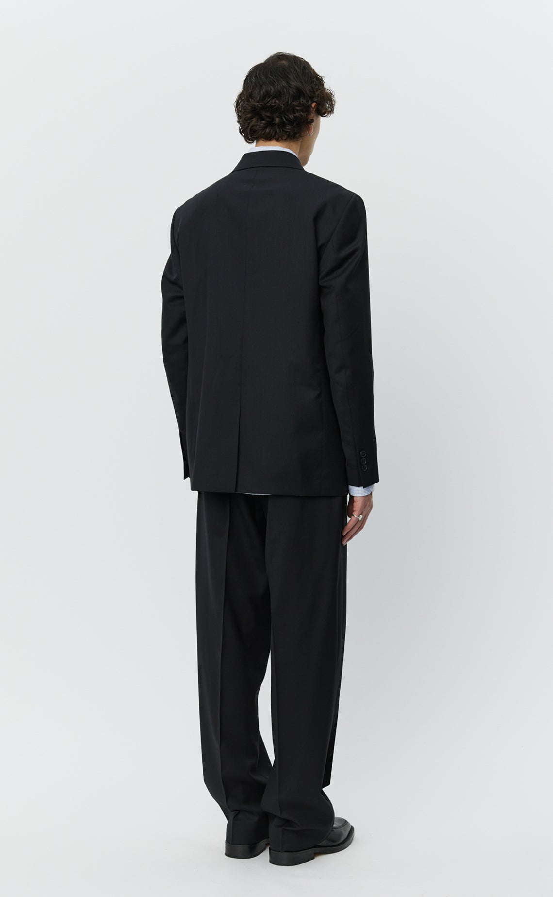Double Breasted Blazer - Black Wool