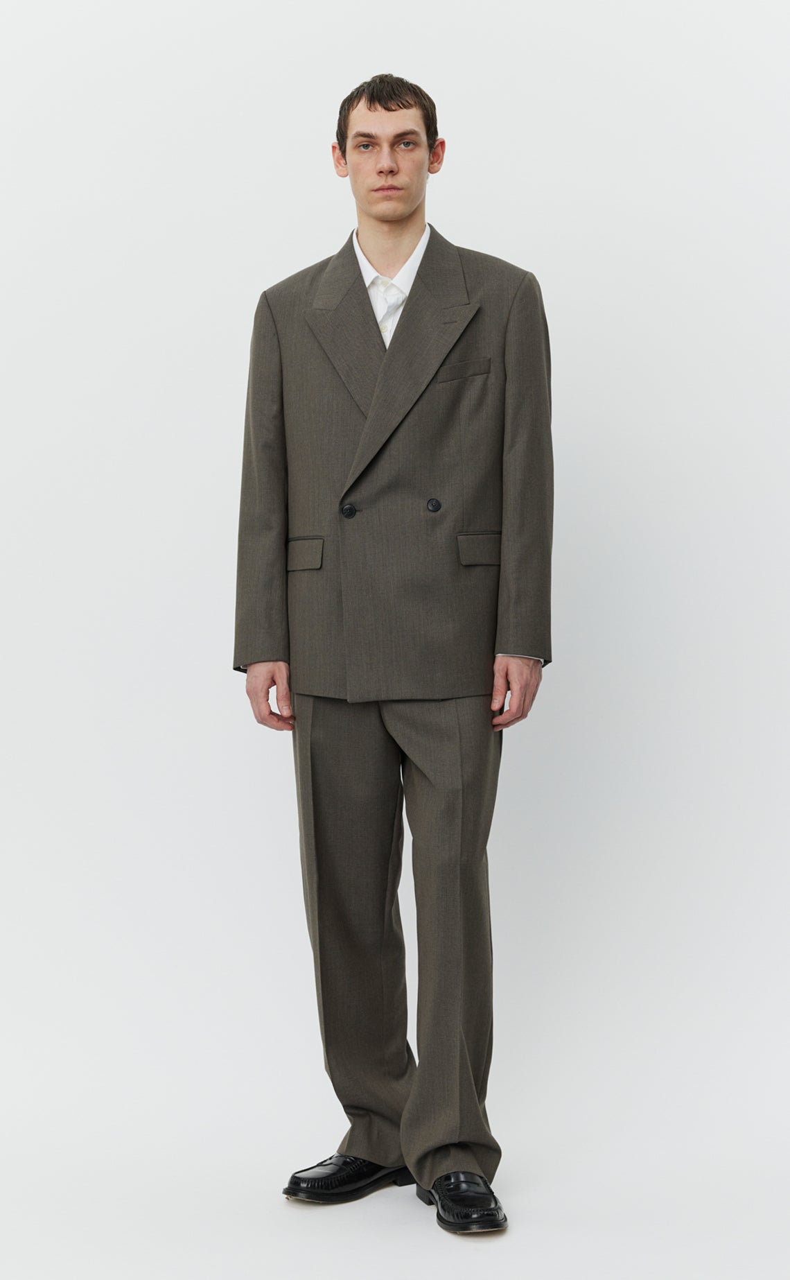 Double Breasted Blazer - Taupe Wool