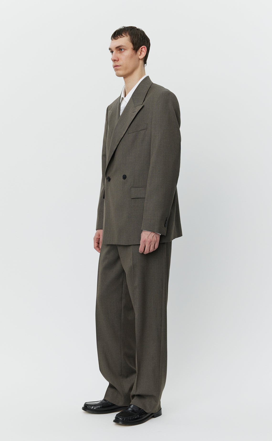 Double Breasted Blazer - Taupe Wool