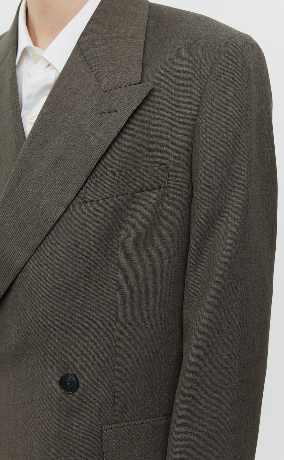 Double Breasted Blazer - Taupe Wool