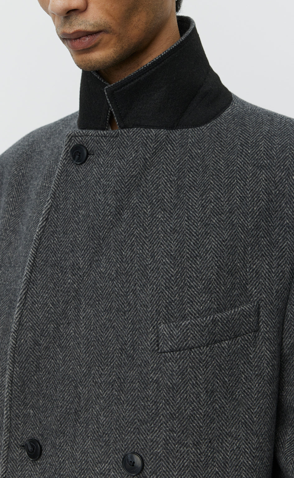 Conference Coat - Grey Herringbone Recycled Wool