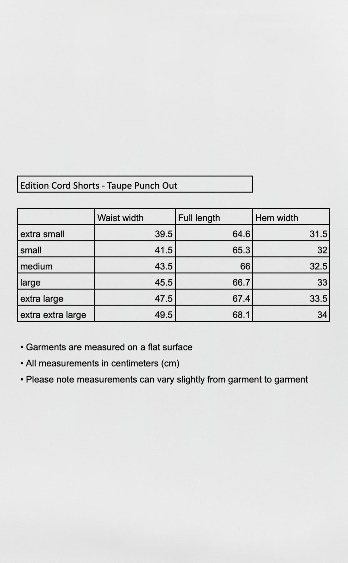 Edition Cord Shorts - Taupe Punch Out
