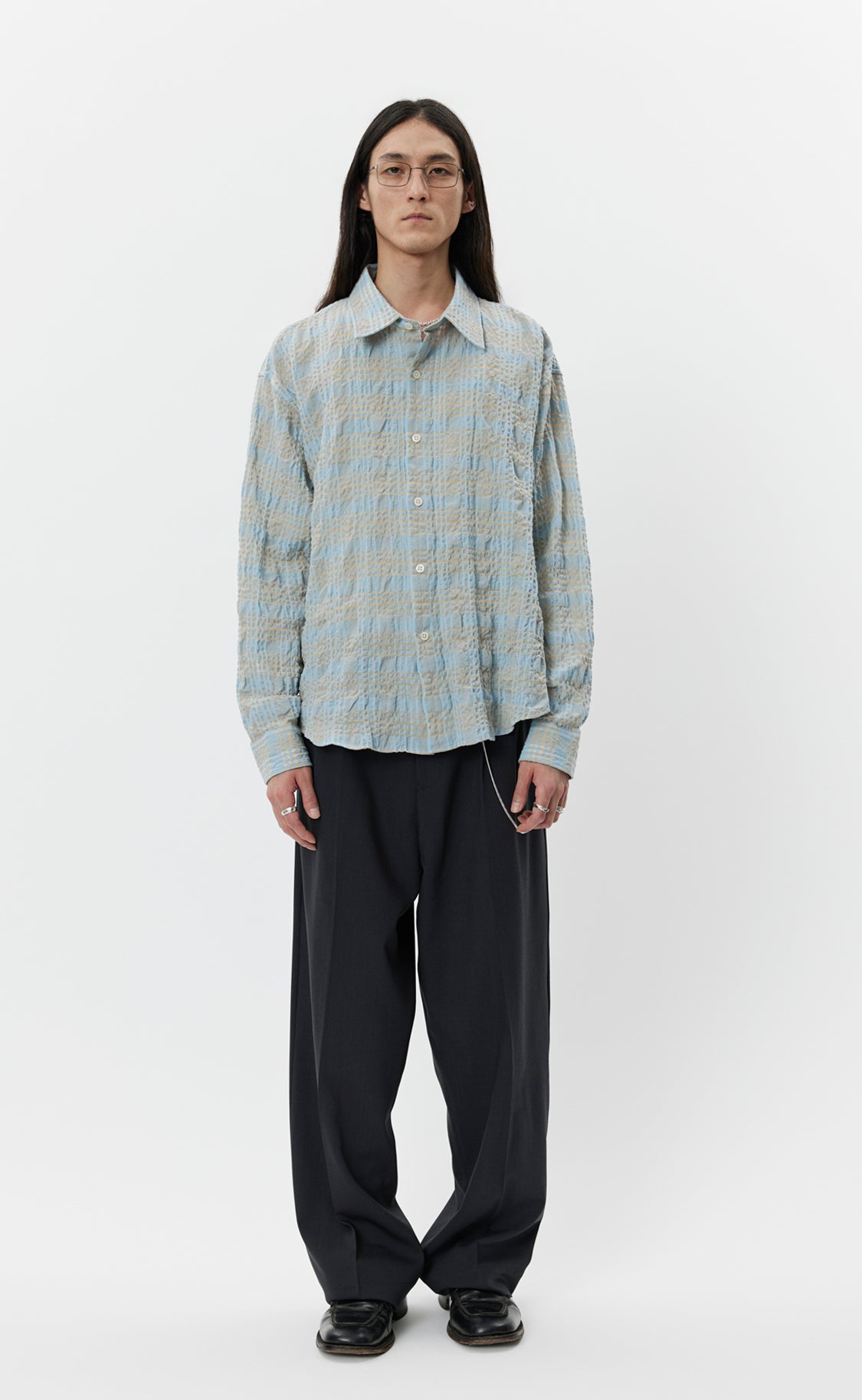 Exact Shirt - Pale Blue Structured Check