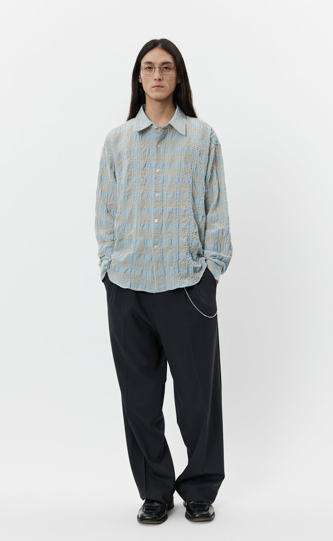 Exact Shirt - Pale Blue Structured Check