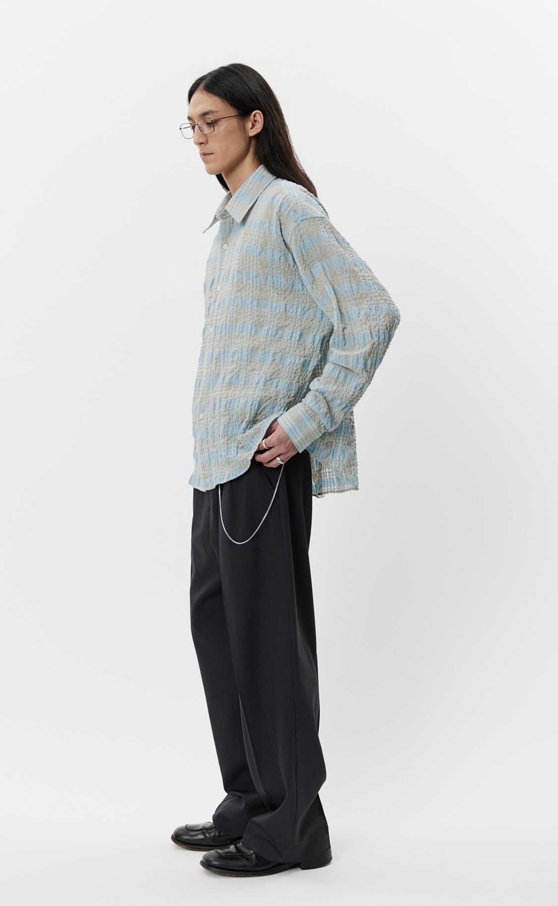 Exact Shirt - Pale Blue Structured Check
