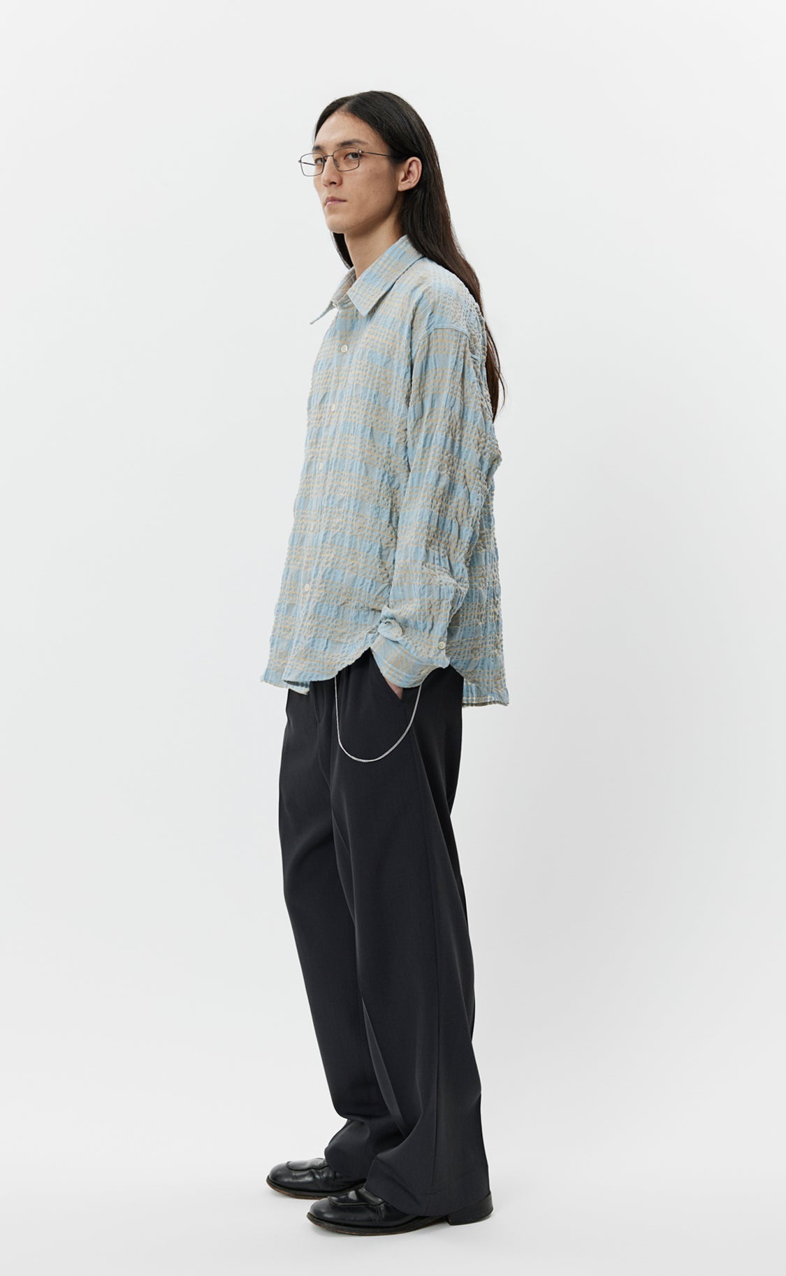 Exact Shirt - Pale Blue Structured Check