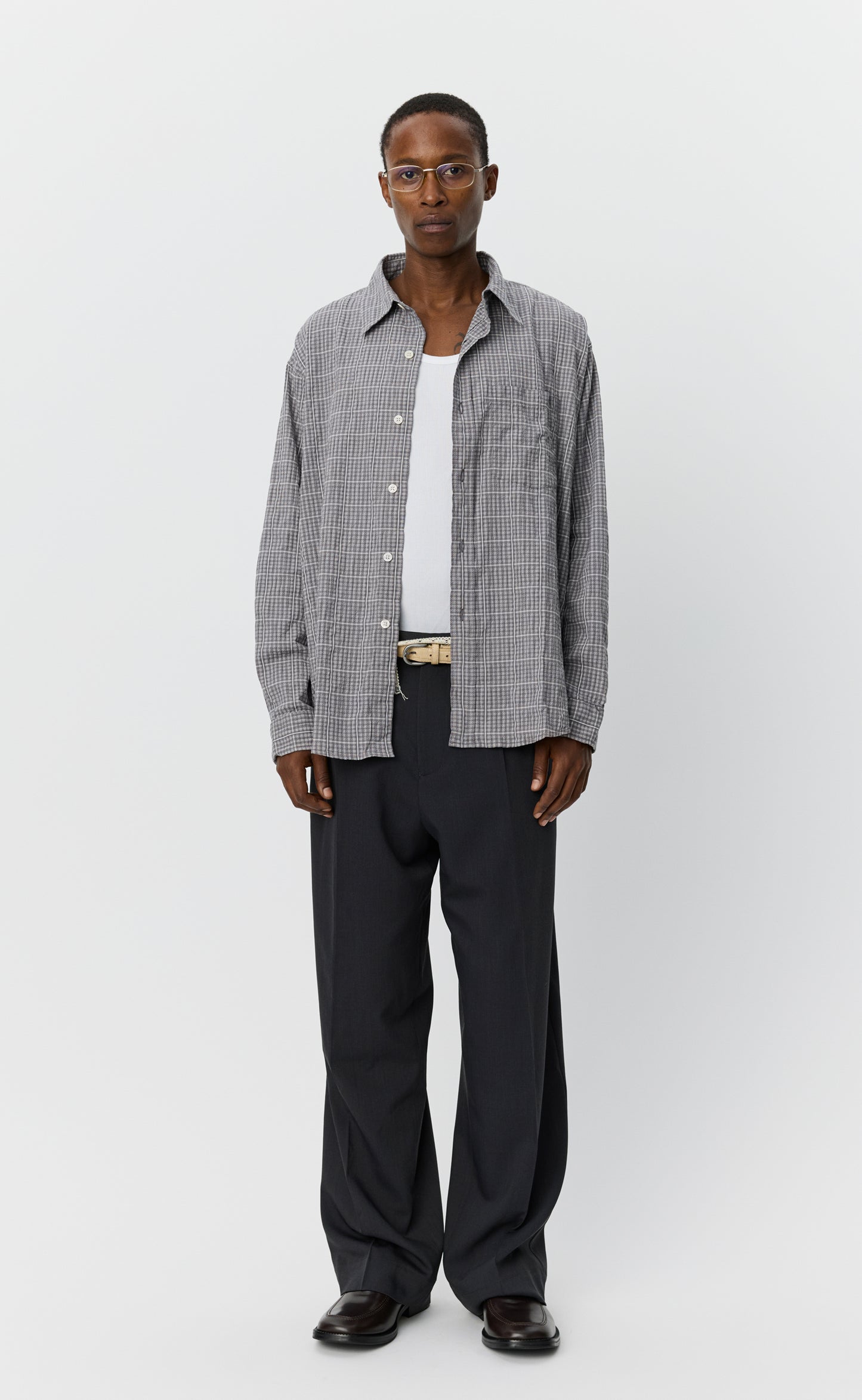 Executive Shirt - Grey Textured Check