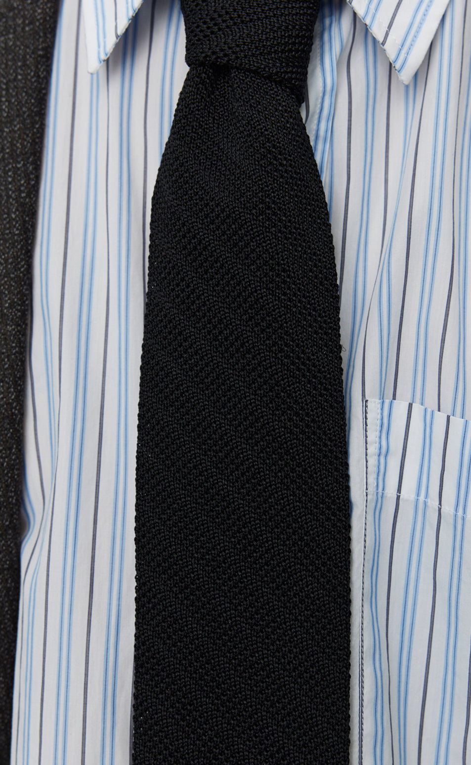 Formal Tie - Black Knitted Stripe