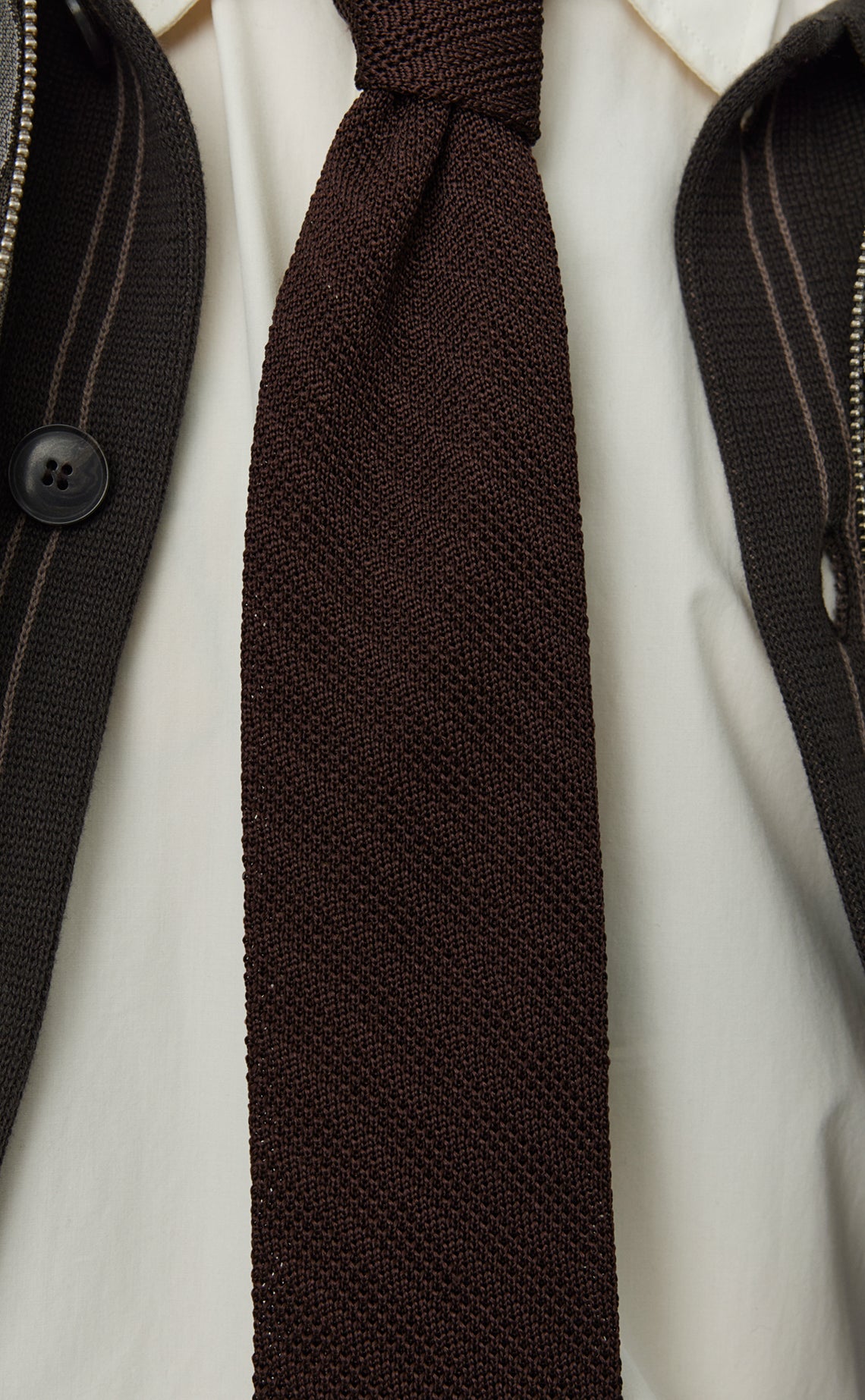 Formal Tie - Brown Knitted Stripe