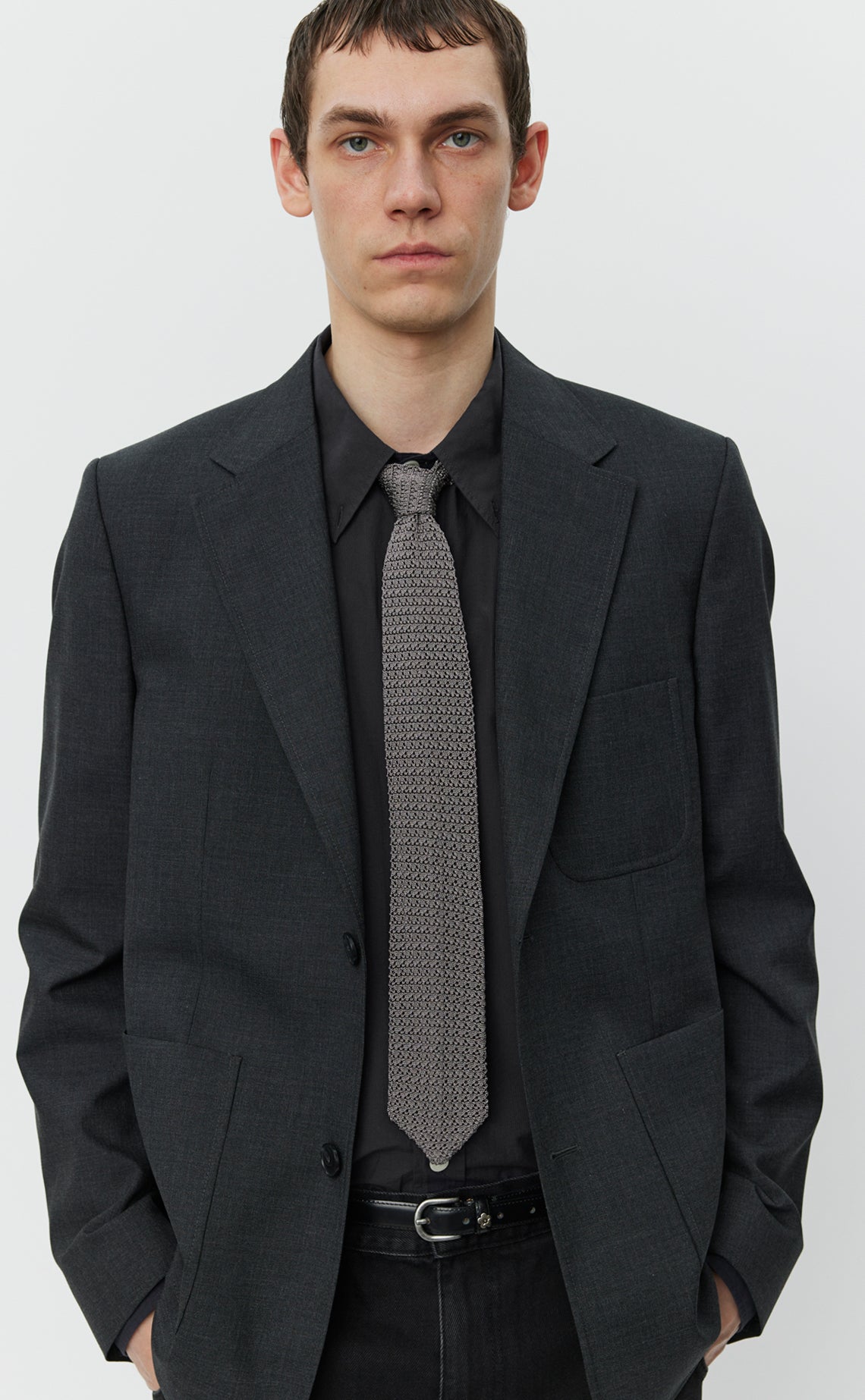 Formal Tie - Grey Open Knit