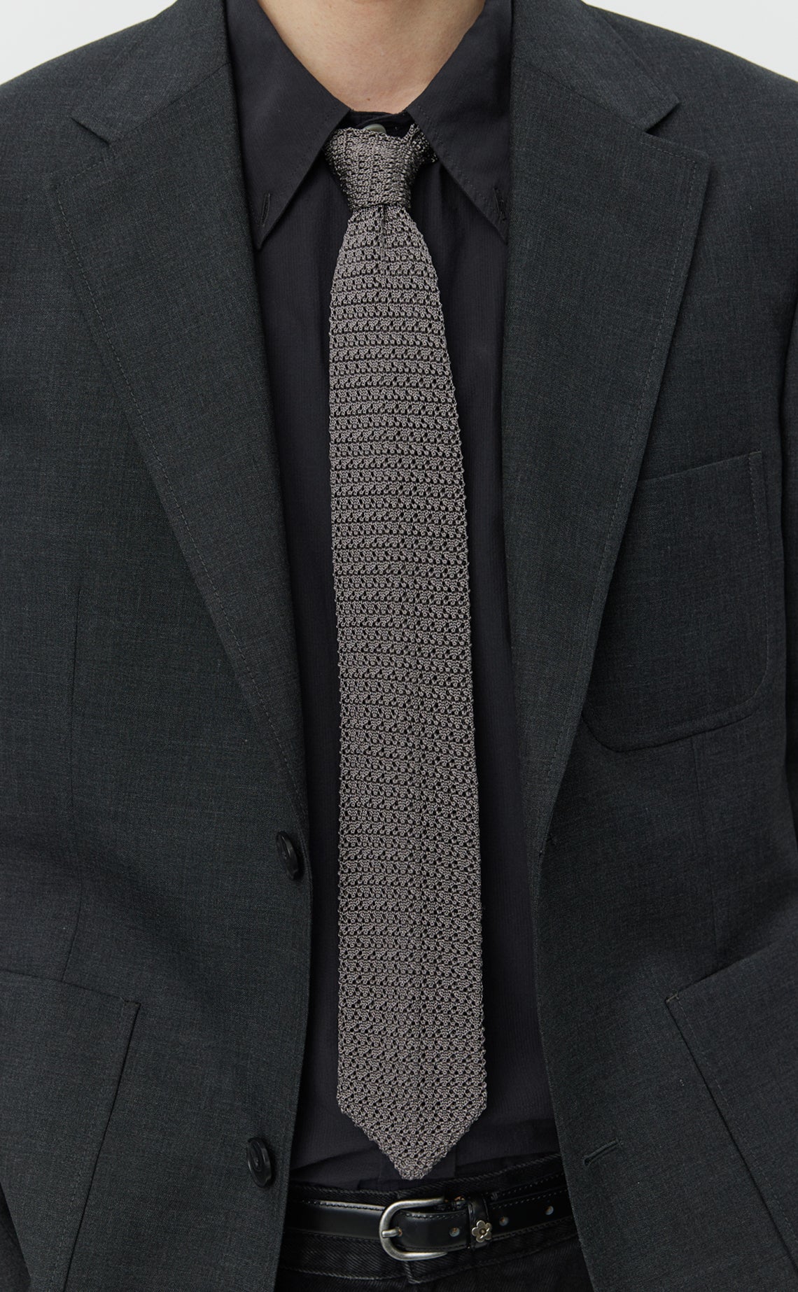 Formal Tie - Grey Open Knit