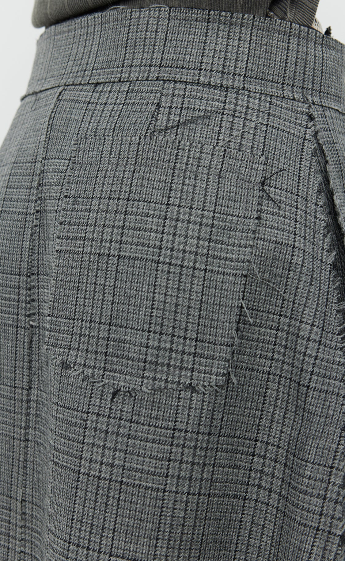 Heavy Wool Wrap Skirt - Grey Glen Check