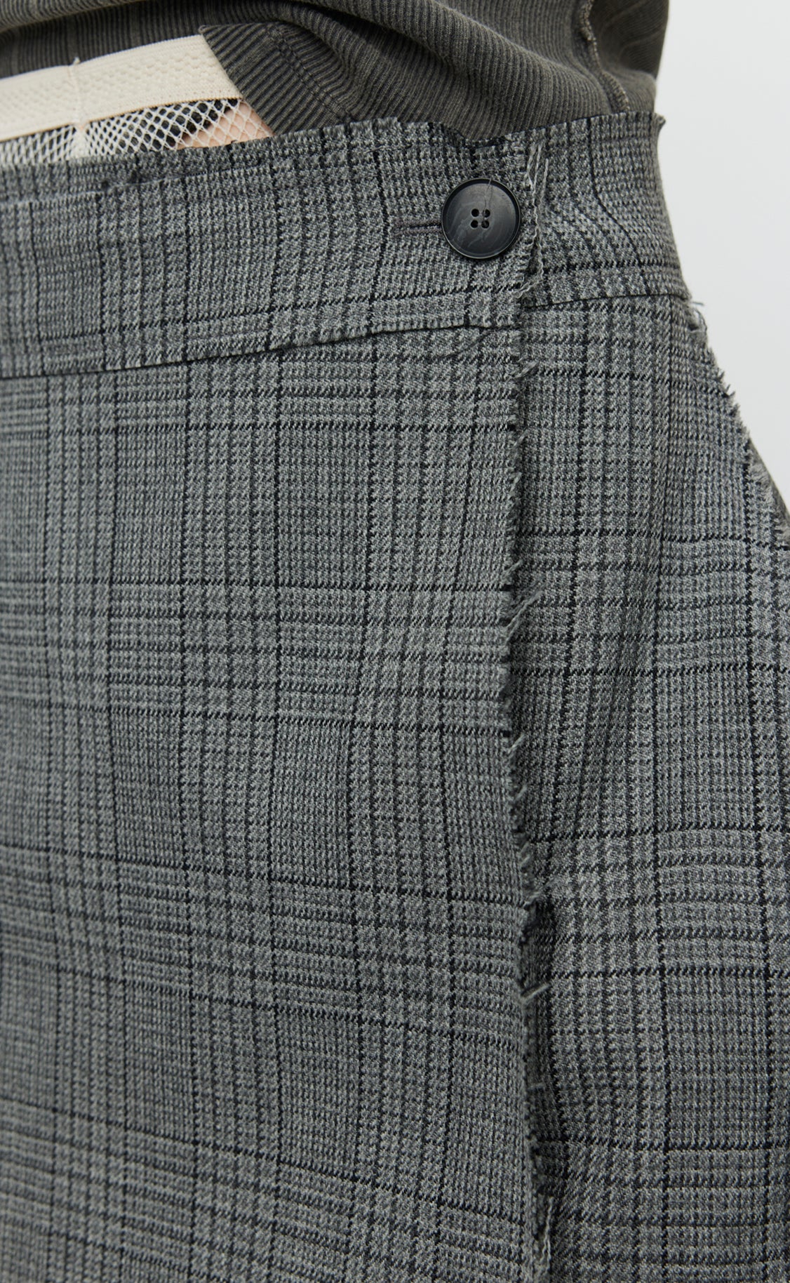 Heavy Wool Wrap Skirt - Grey Glen Check