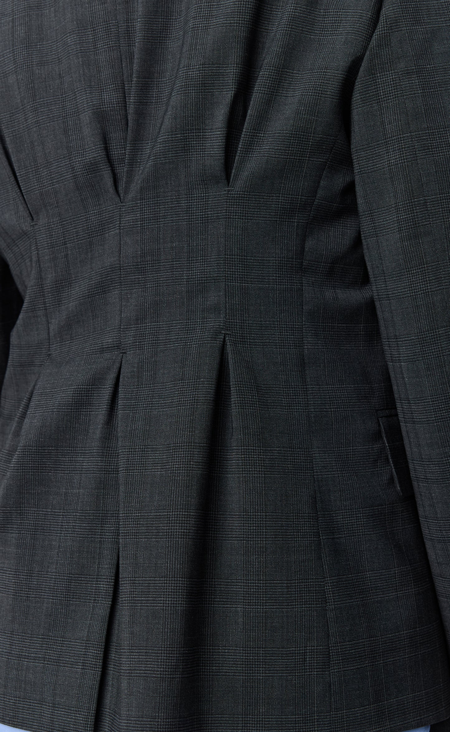 Inverted Pleat Blazer - Dark Grey Check
