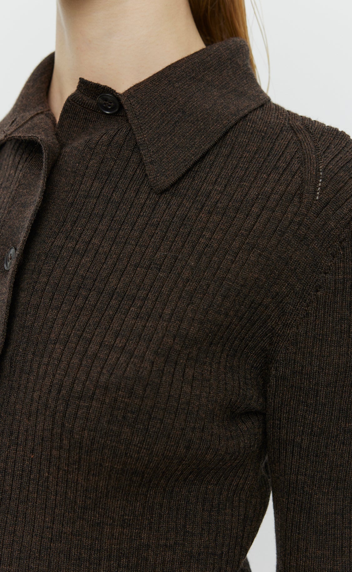 Knitted Rib Shirt - Dark Brown