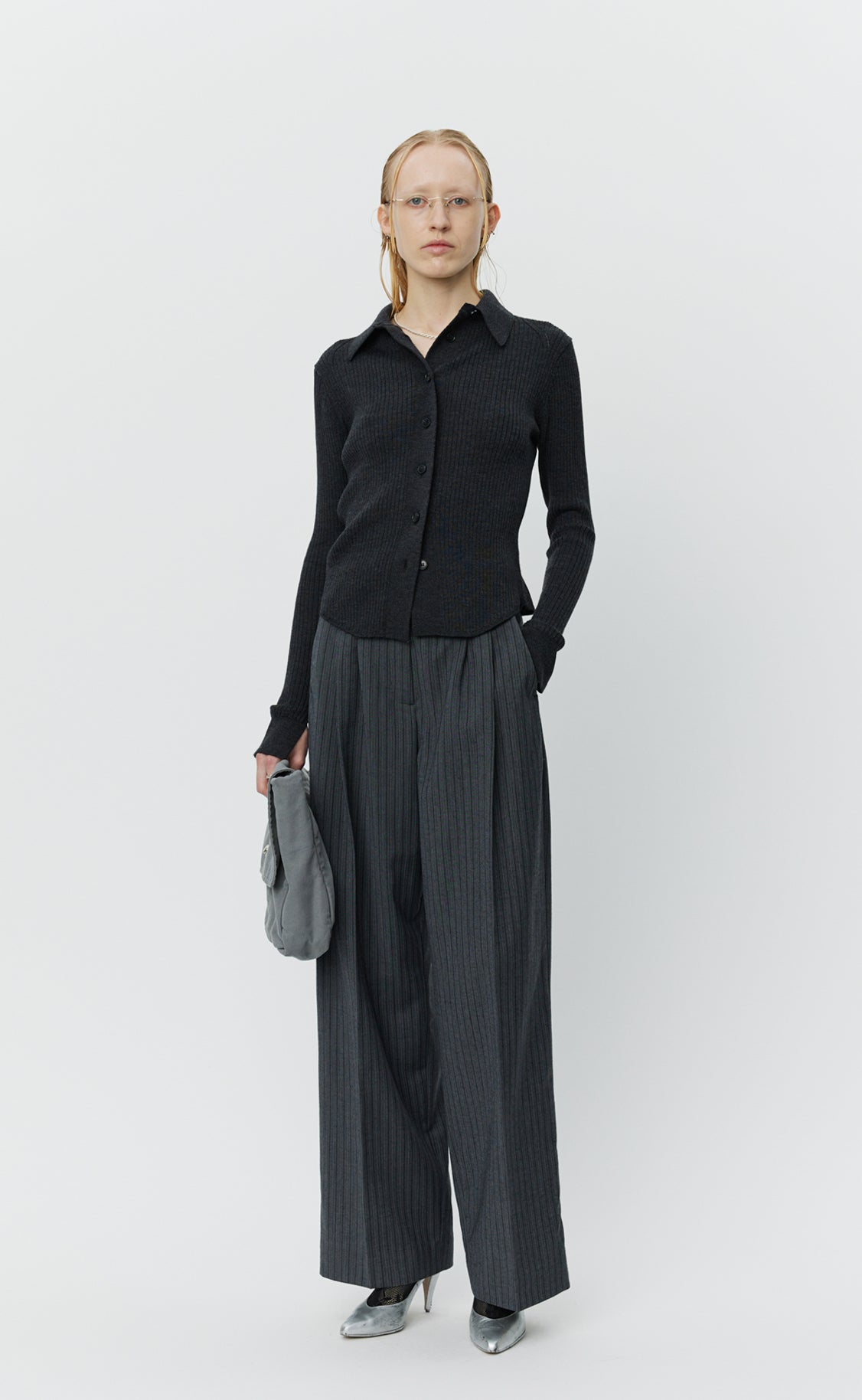 Knitted Rib Shirt - Dark Grey