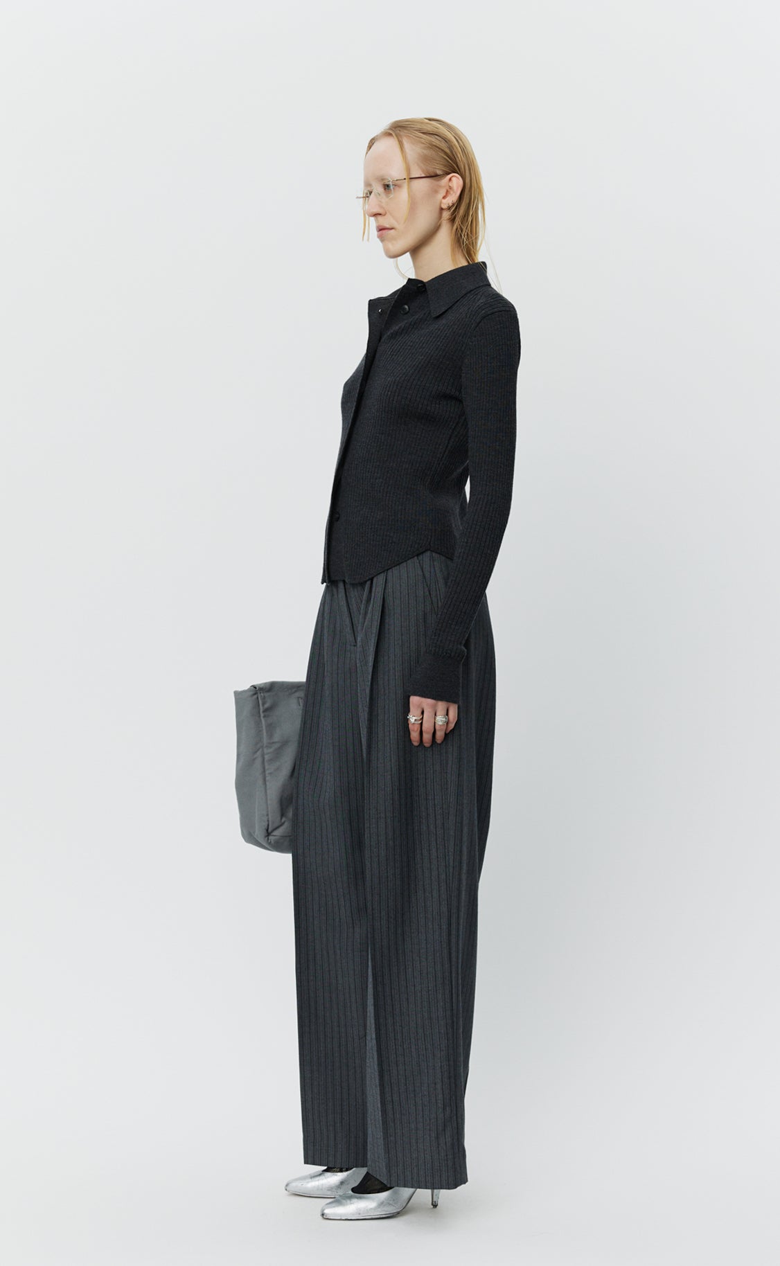 Knitted Rib Shirt - Dark Grey