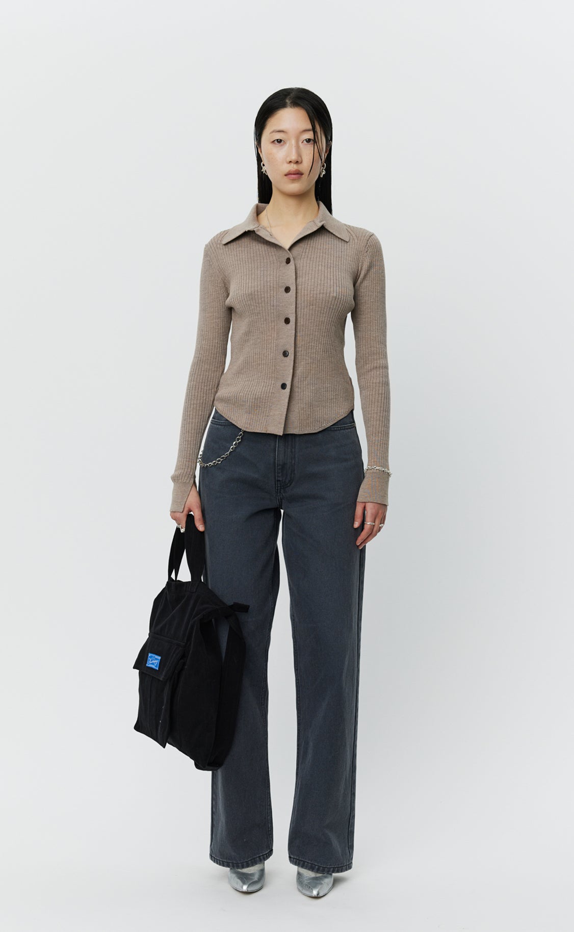 Knitted Rib Shirt - Oatmeal