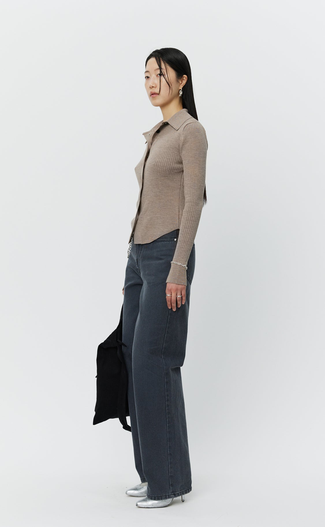 Knitted Rib Shirt - Oatmeal