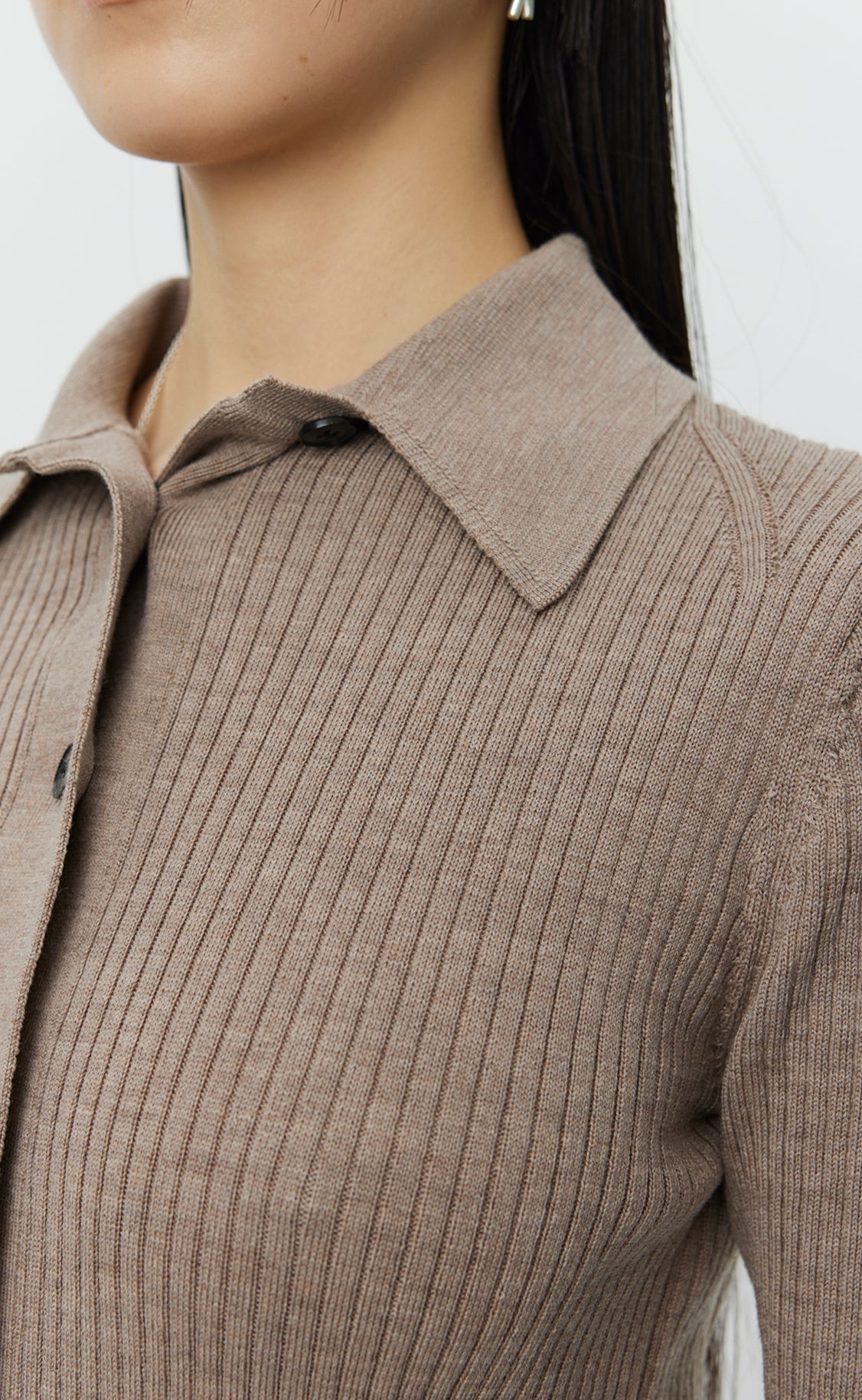 Knitted Rib Shirt - Oatmeal