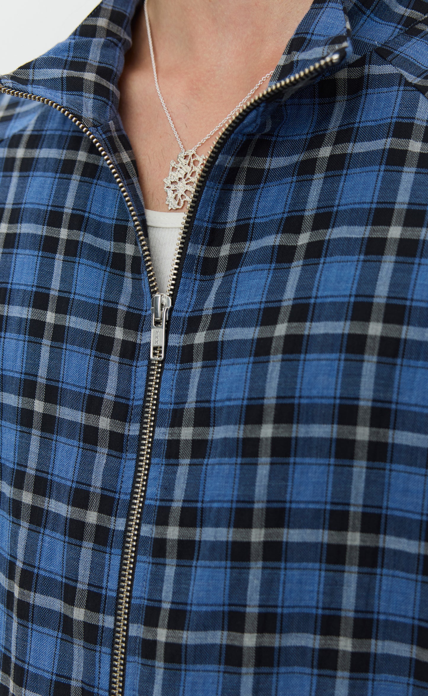 Leisure Woven Zip Up - Blue Tartan Check