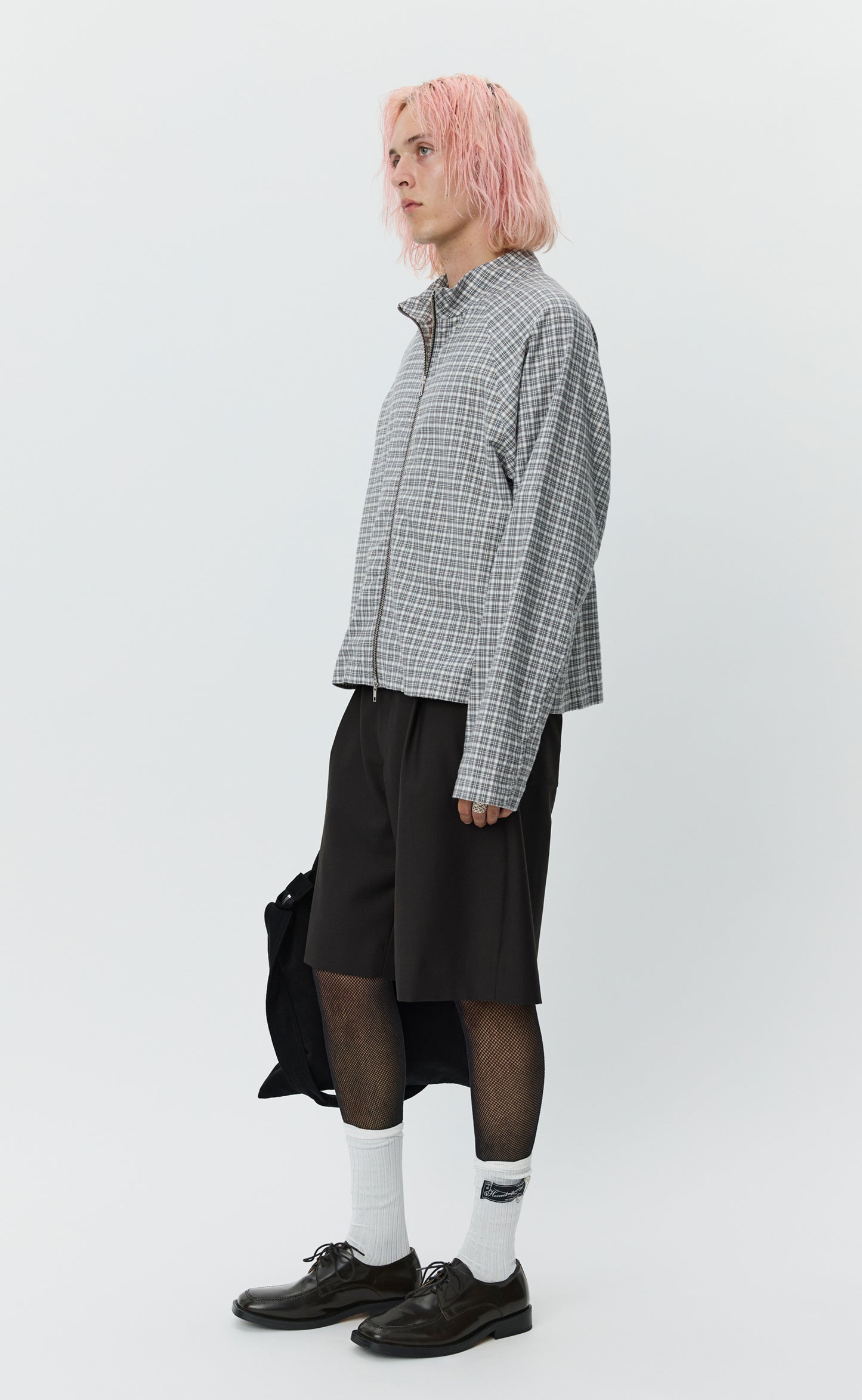 Leisure Woven Zip Up - Grey Tartan Check