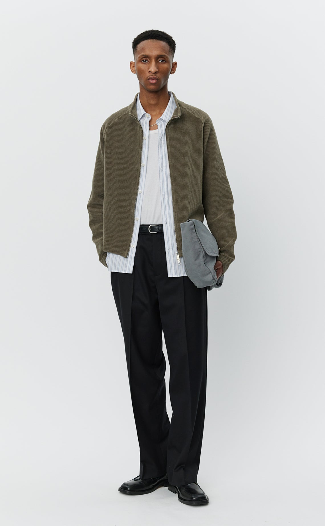 Leisure Zip Up - Faded Taupe Jersey Cord