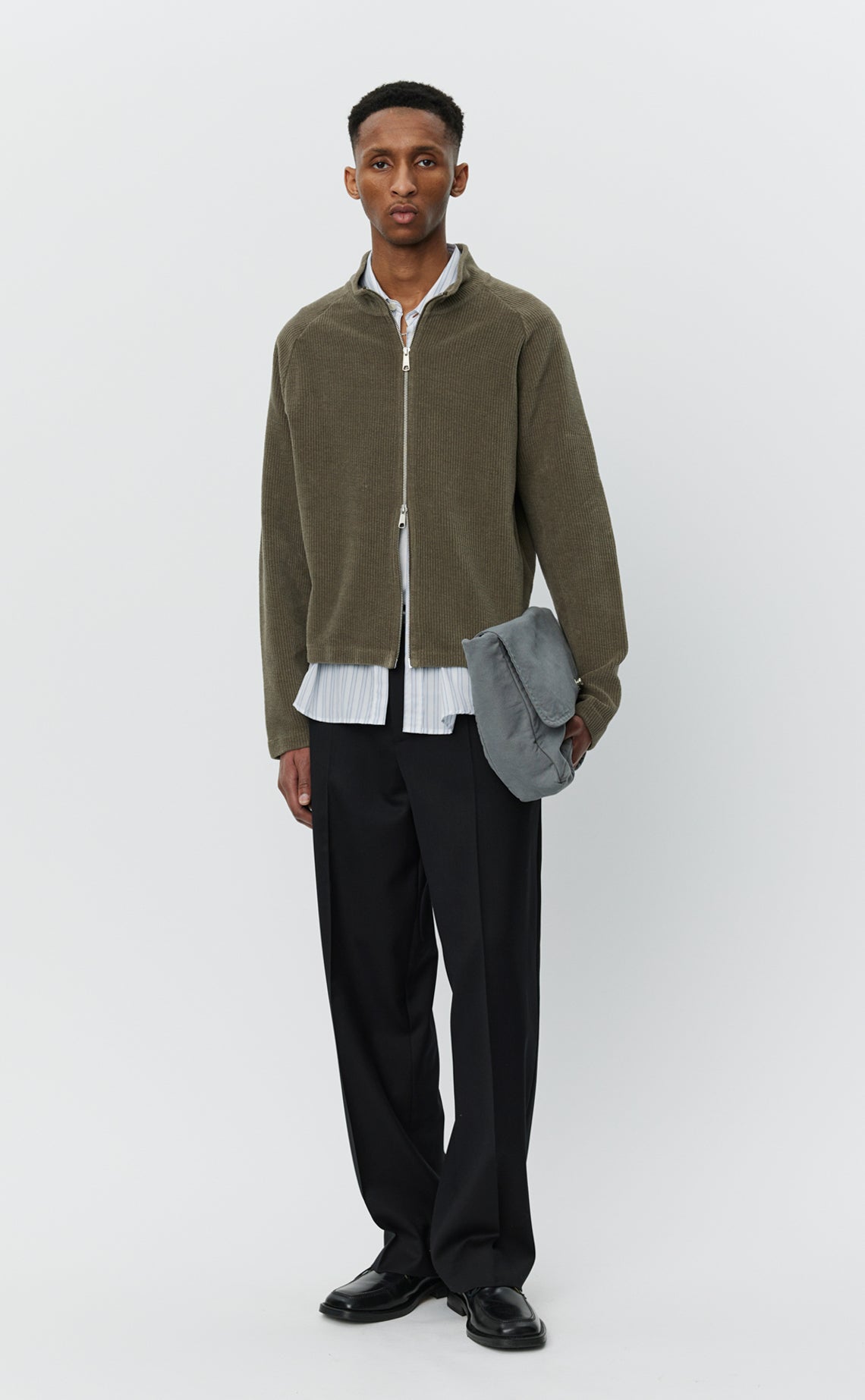 Leisure Zip Up - Faded Taupe Jersey Cord