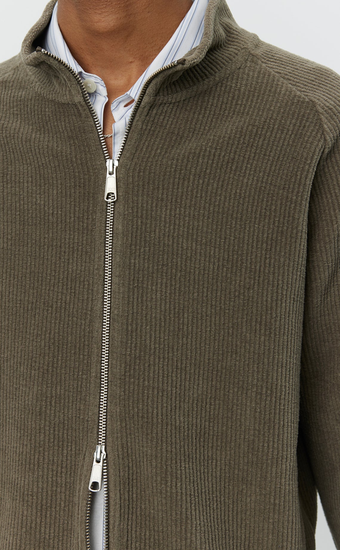 Leisure Zip Up - Faded Taupe Jersey Cord