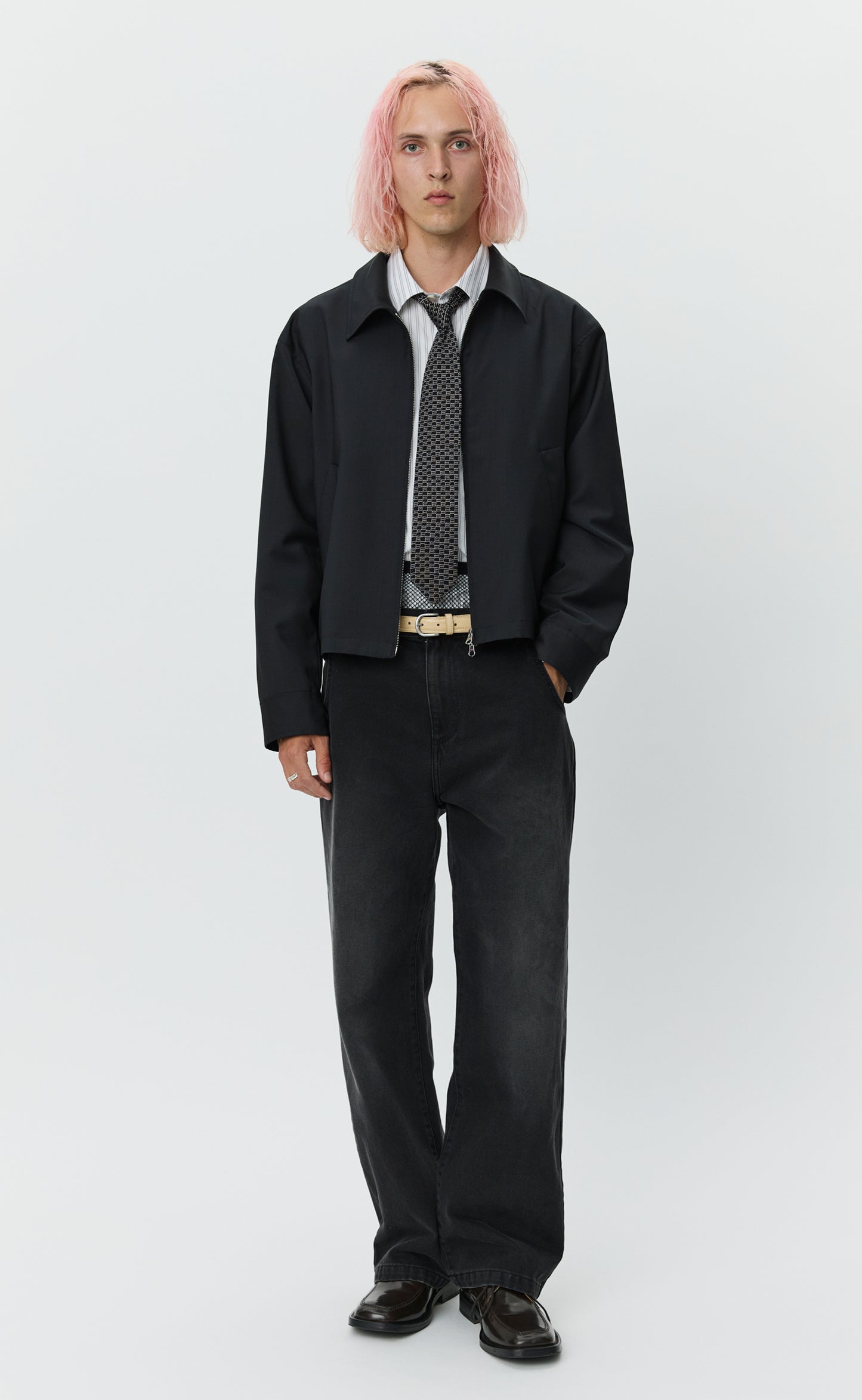 Formal Tie - Black/Grey Ladder