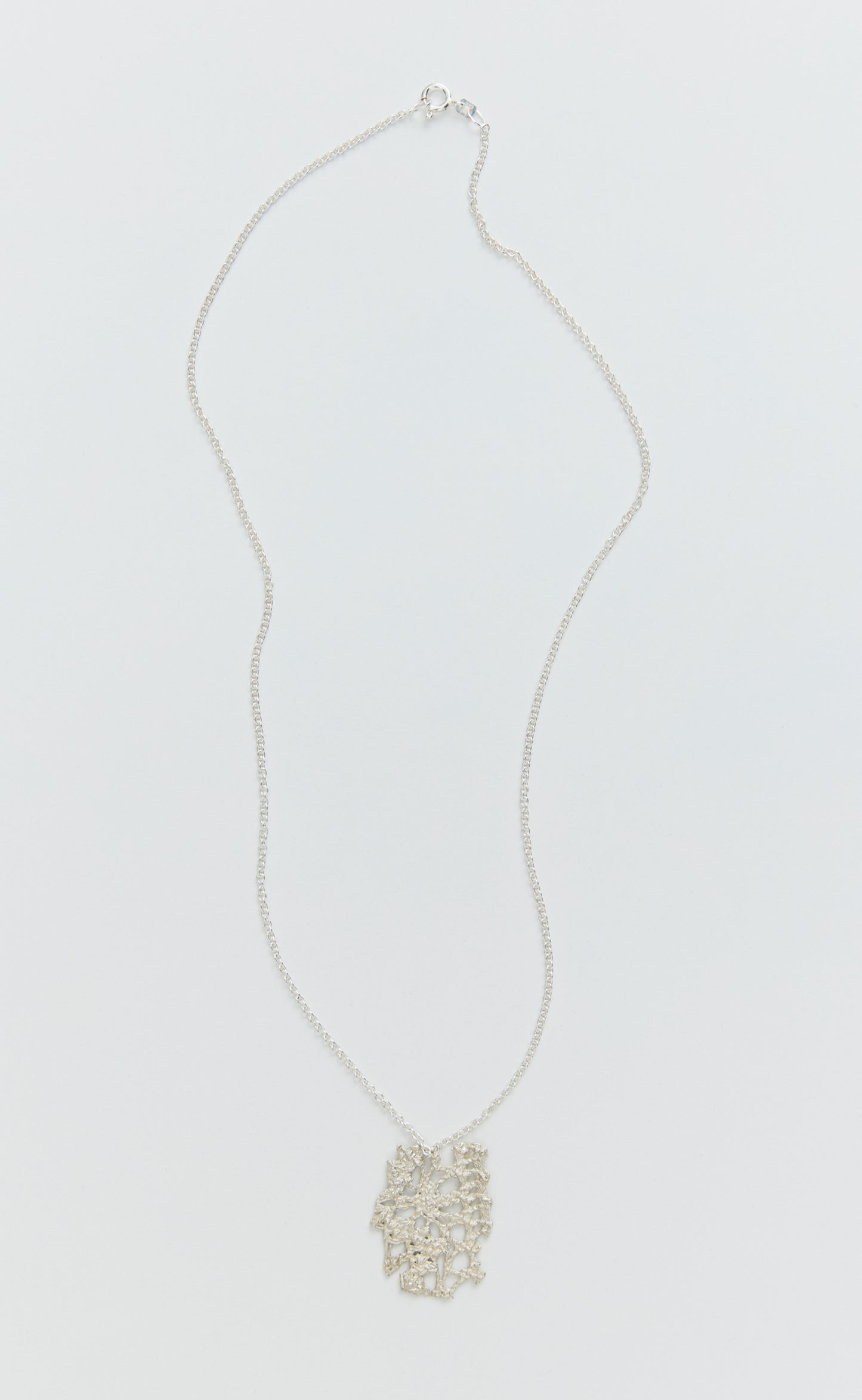 Lace Pendant Necklace - Brushed Silver
