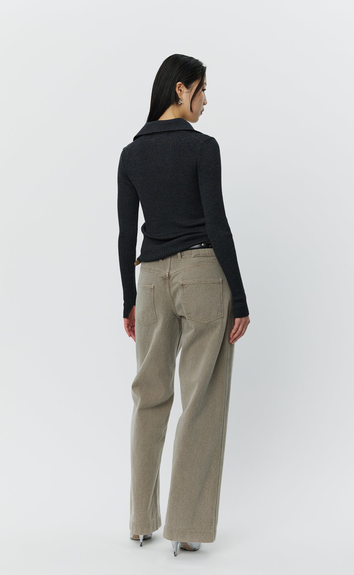 Open Placket Polo - Dark Grey