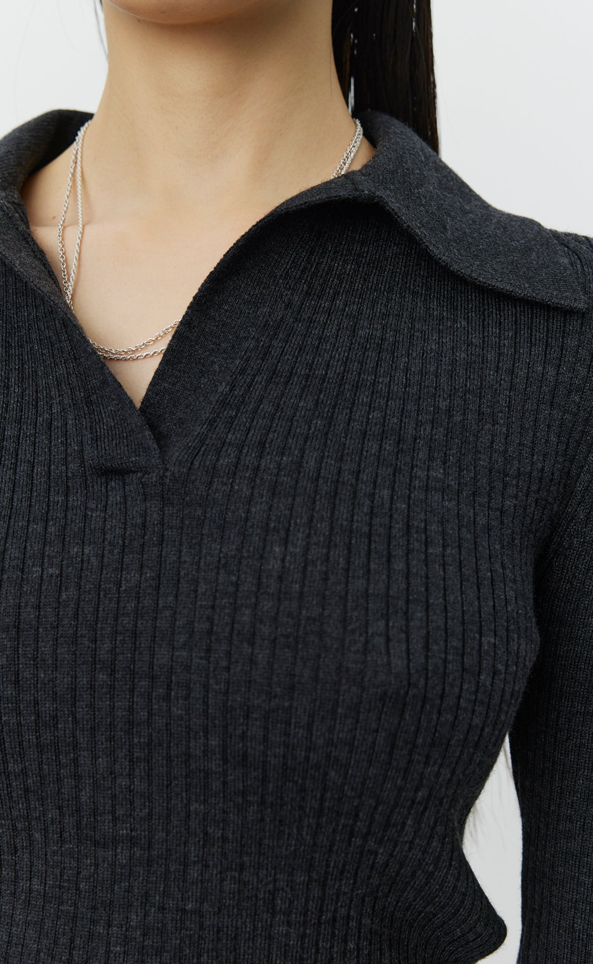 Open Placket Polo - Dark Grey